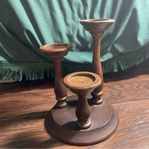 Vintage MCM Wooden Candle Holder